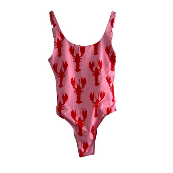 Budgy Smuggler One Piece Swimsuit AUS 10 Pink Red Lobster - Picture 1 of 8